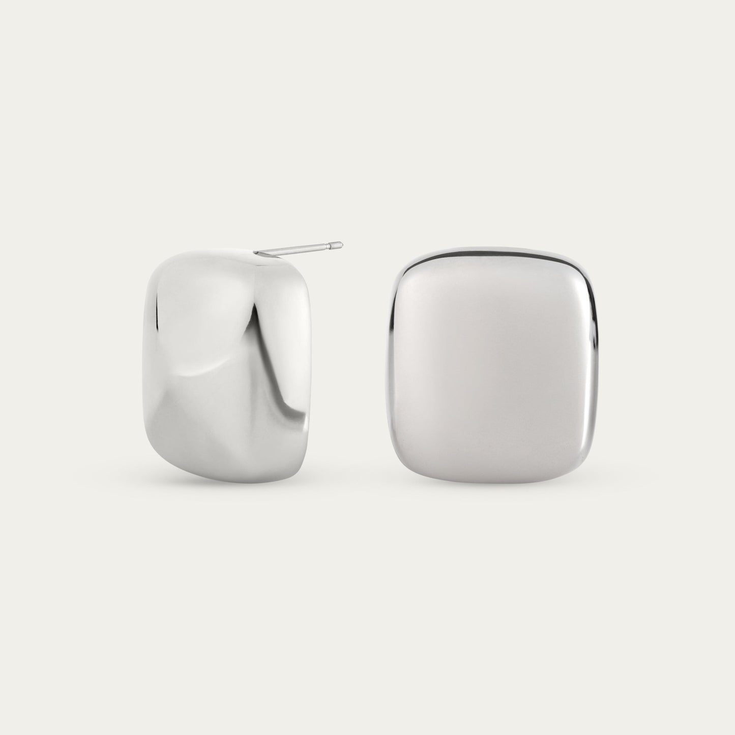 Linear Square Stud Earrings in Silver — titanium — Rhokea