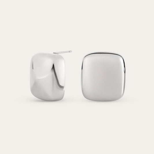 Linear Square Stud Earrings in Silver — titanium — Rhokea