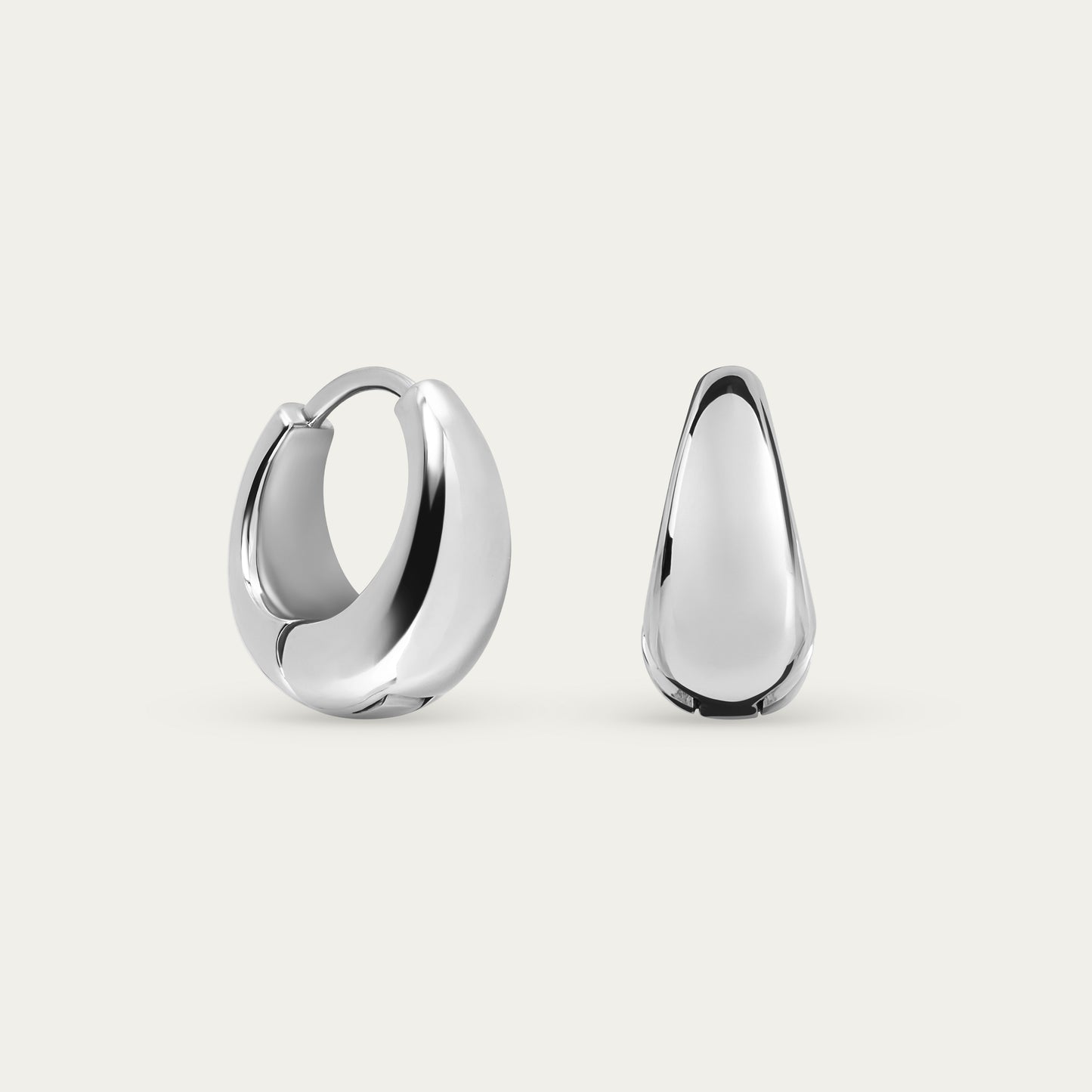 Teardrop Statement Hoops in Silver
