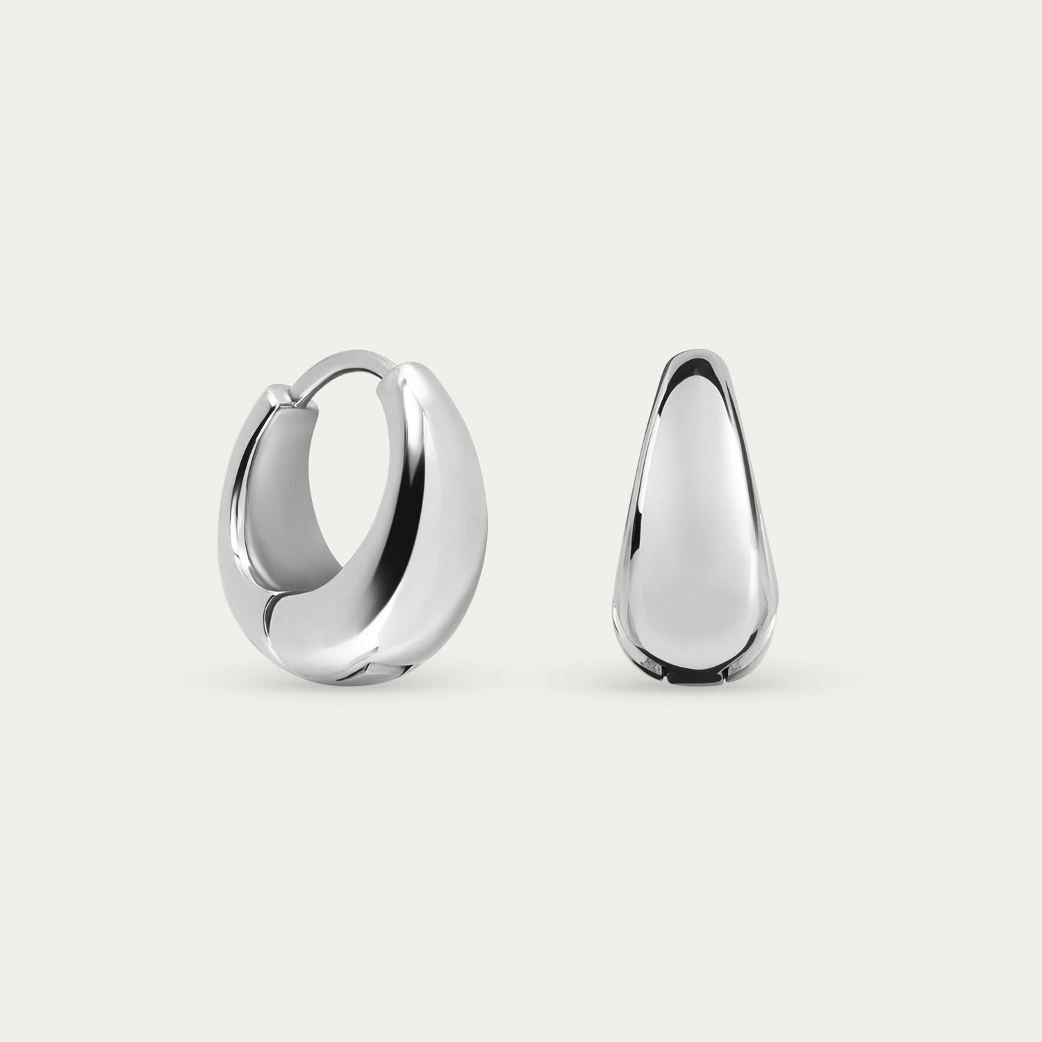 Teardrop Statement Hoops in Silver — titanium — Rhokea