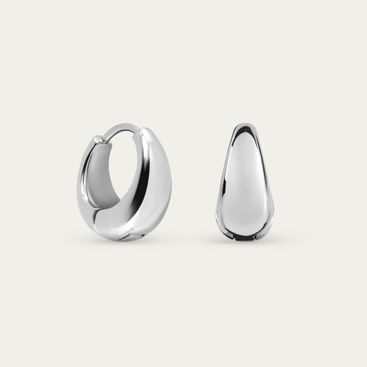 Teardrop Statement Hoops in Silver