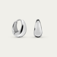 Teardrop Statement Hoops in Silver