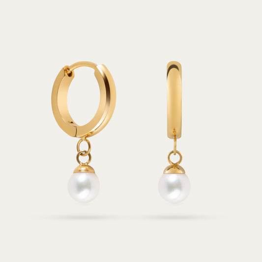 Ethereal Pearl Hoops in Gold