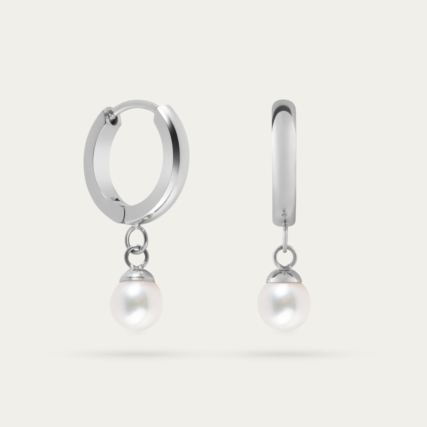 Ethereal Pearl Hoops in Silver