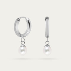 Ethereal Pearl Hoops in Silver