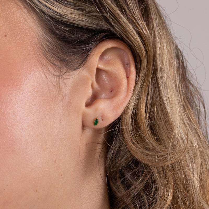 Emerald Marquise Stud in Gold — titanium — Rhokea