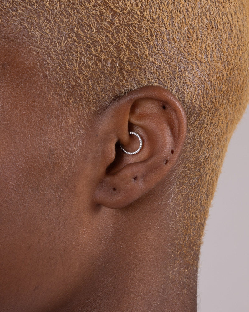 Clarity Daith Hoop in Silver — titanium — Rhokea