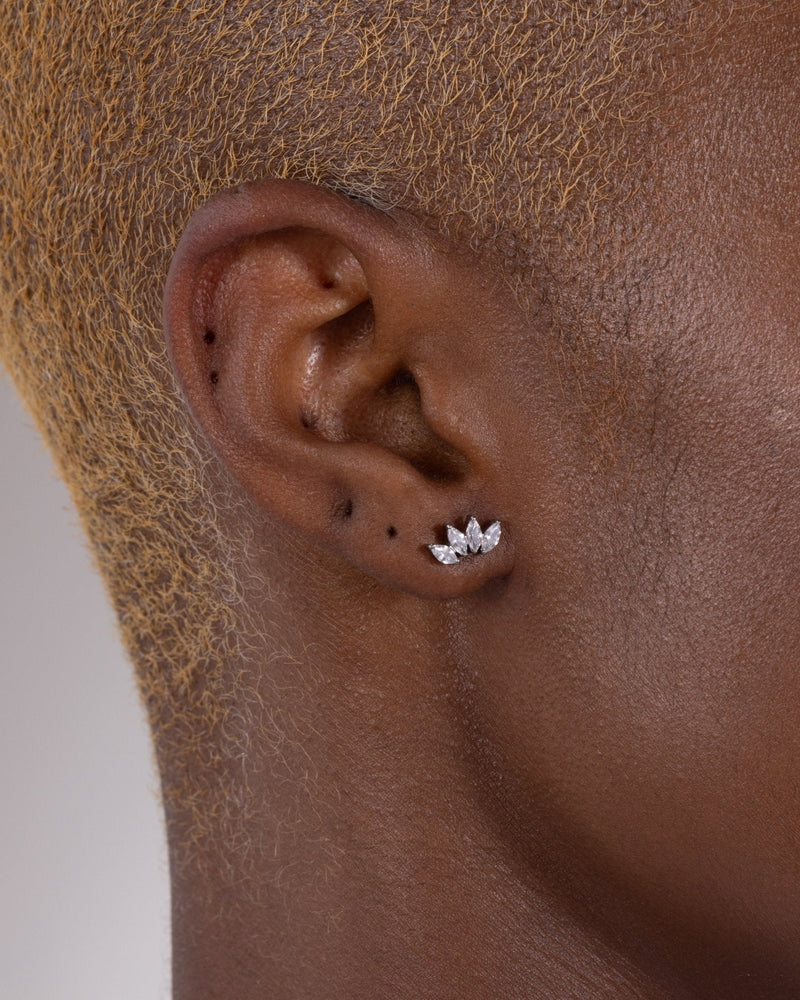 Quartet Marquise Stud in Silver — titanium — Rhokea