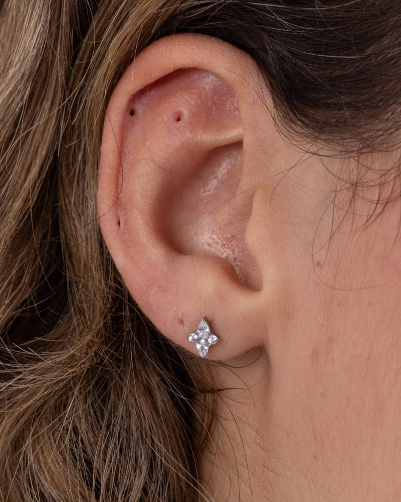Radiant Cluster Stud in Silver — titanium — Rhokea