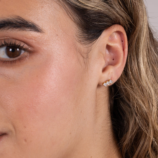 Trinity Emerald-Cut Stud in Gold