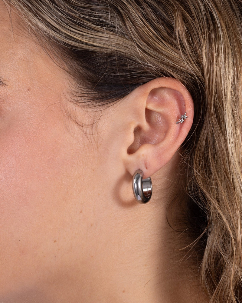 Botanic Leaf Stud in Silver — titanium — Rhokea