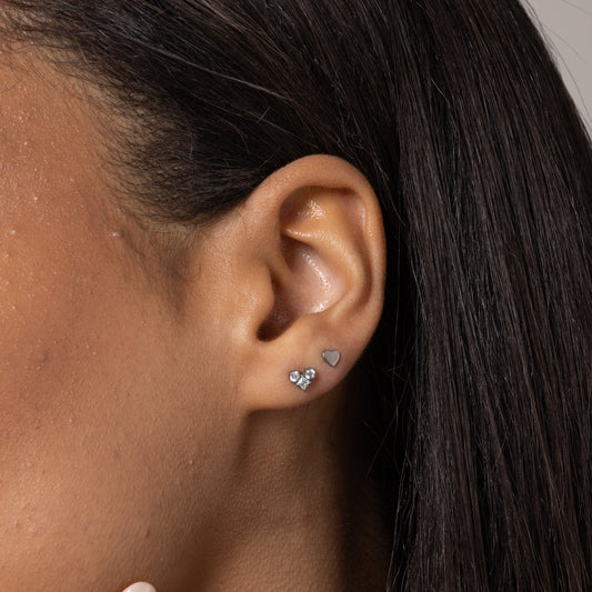 Prism Heart Stud in Silver