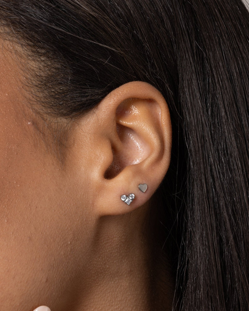 Prism Heart Stud in Silver — titanium — Rhokea