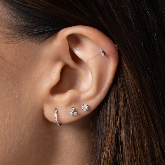 Diamond Solitaire Stud in Silver