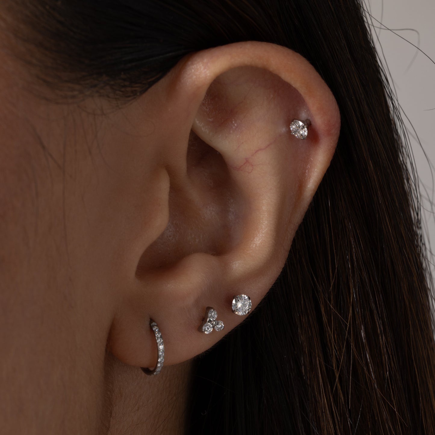 Diamond Solitaire Stud in Silver