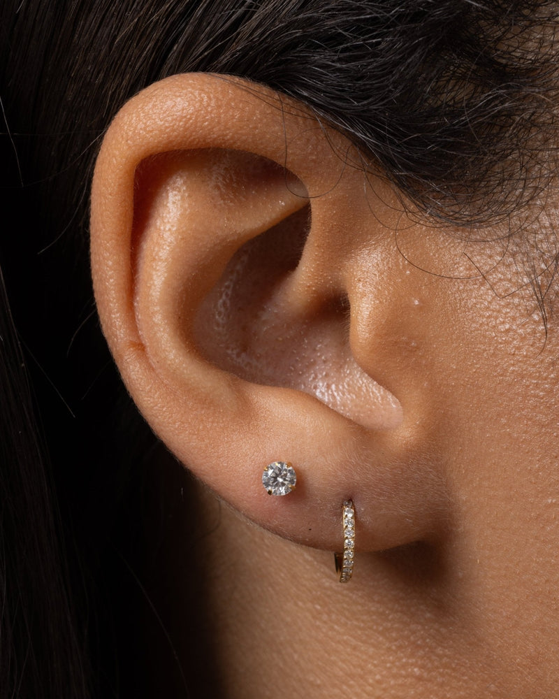 Diamond Solitaire Stud in Gold — titanium — Rhokea