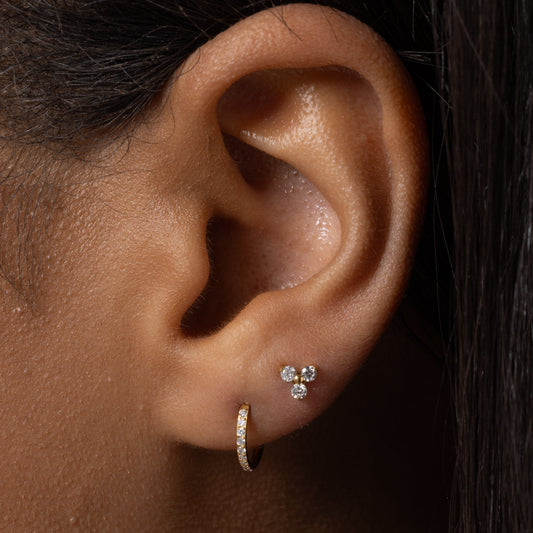 Diamond Trinity Solitaire Stud in Gold