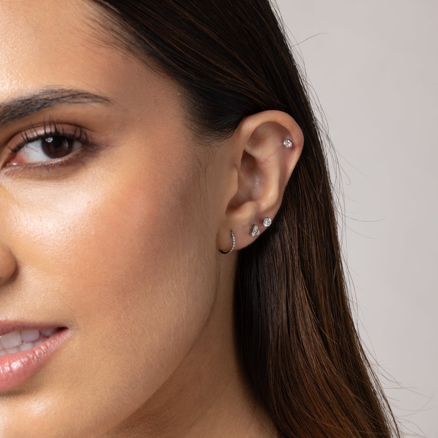 Diamond Solitaire Stud in Silver