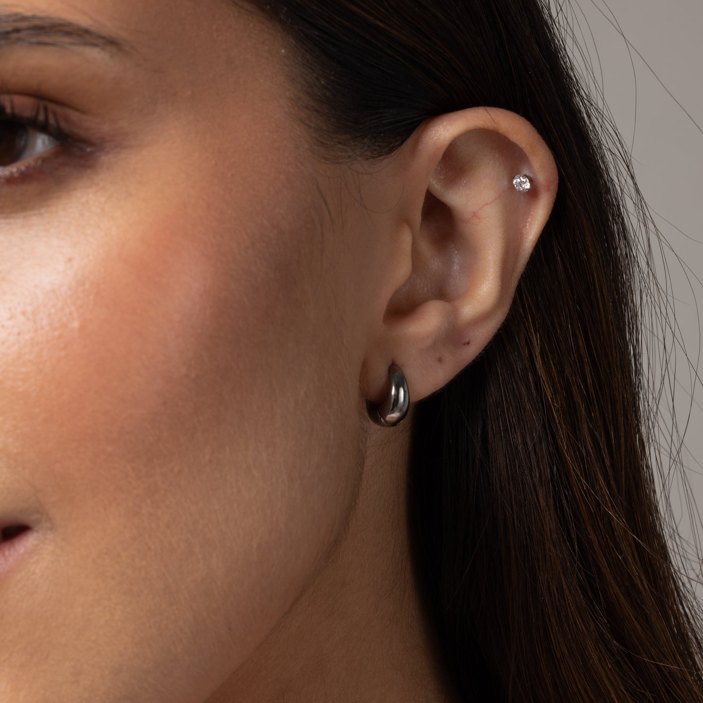 Teardrop Statement Hoops in Silver