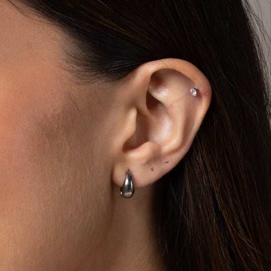 Teardrop Statement Hoops in Silver