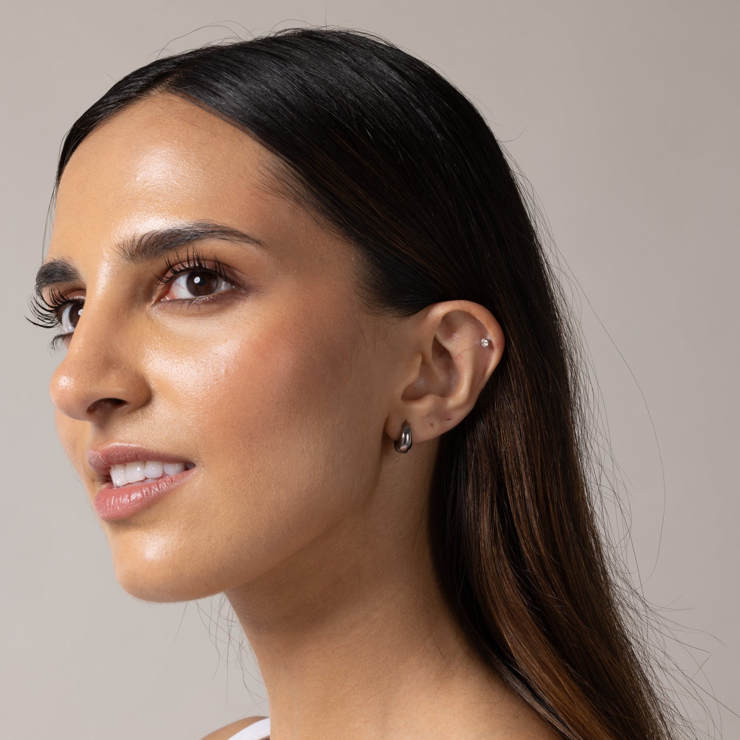 Teardrop Statement Hoops in Silver