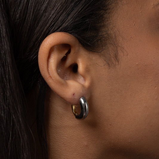 Halo Two Tone Hoop Earrings