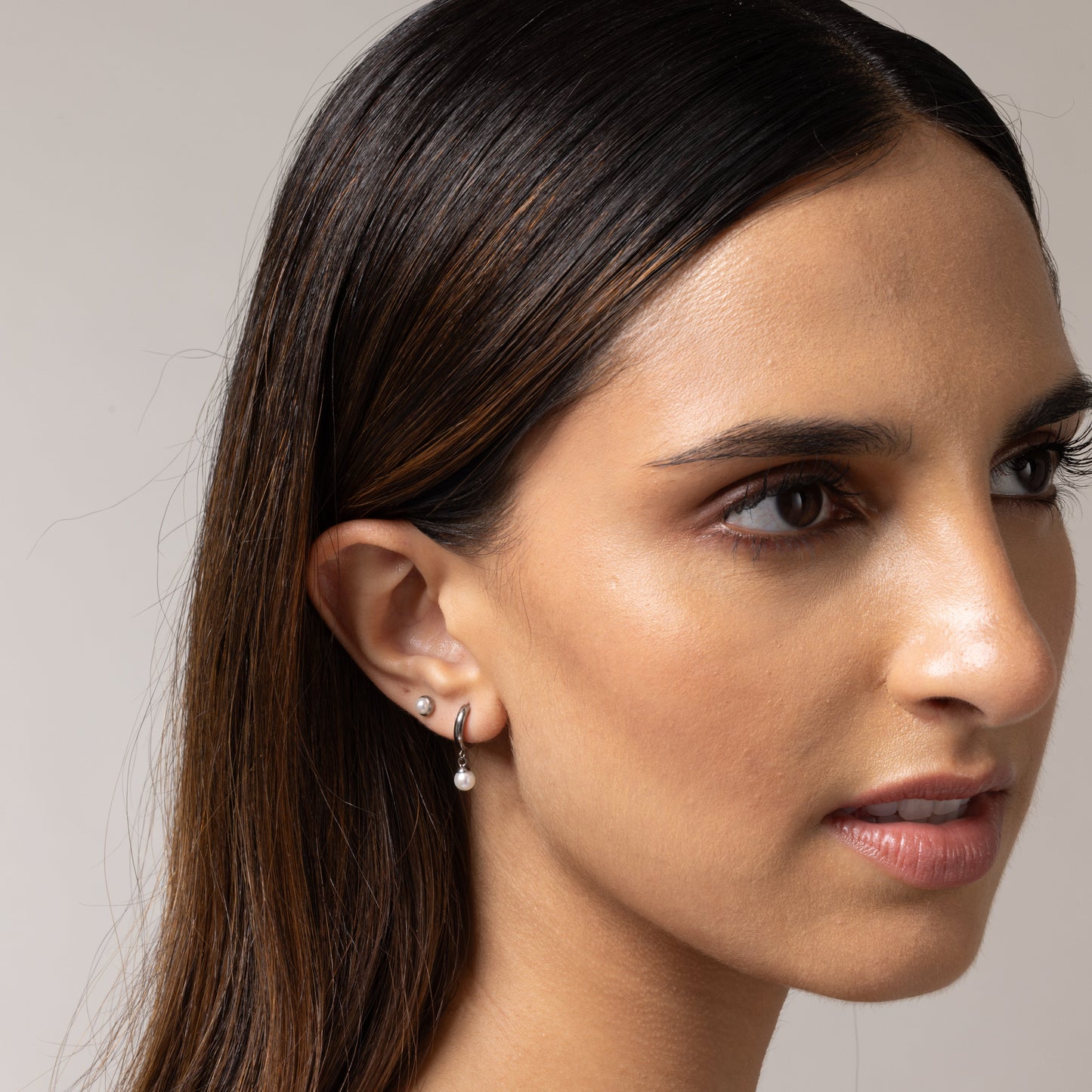 Ethereal Pearl Hoops in Silver