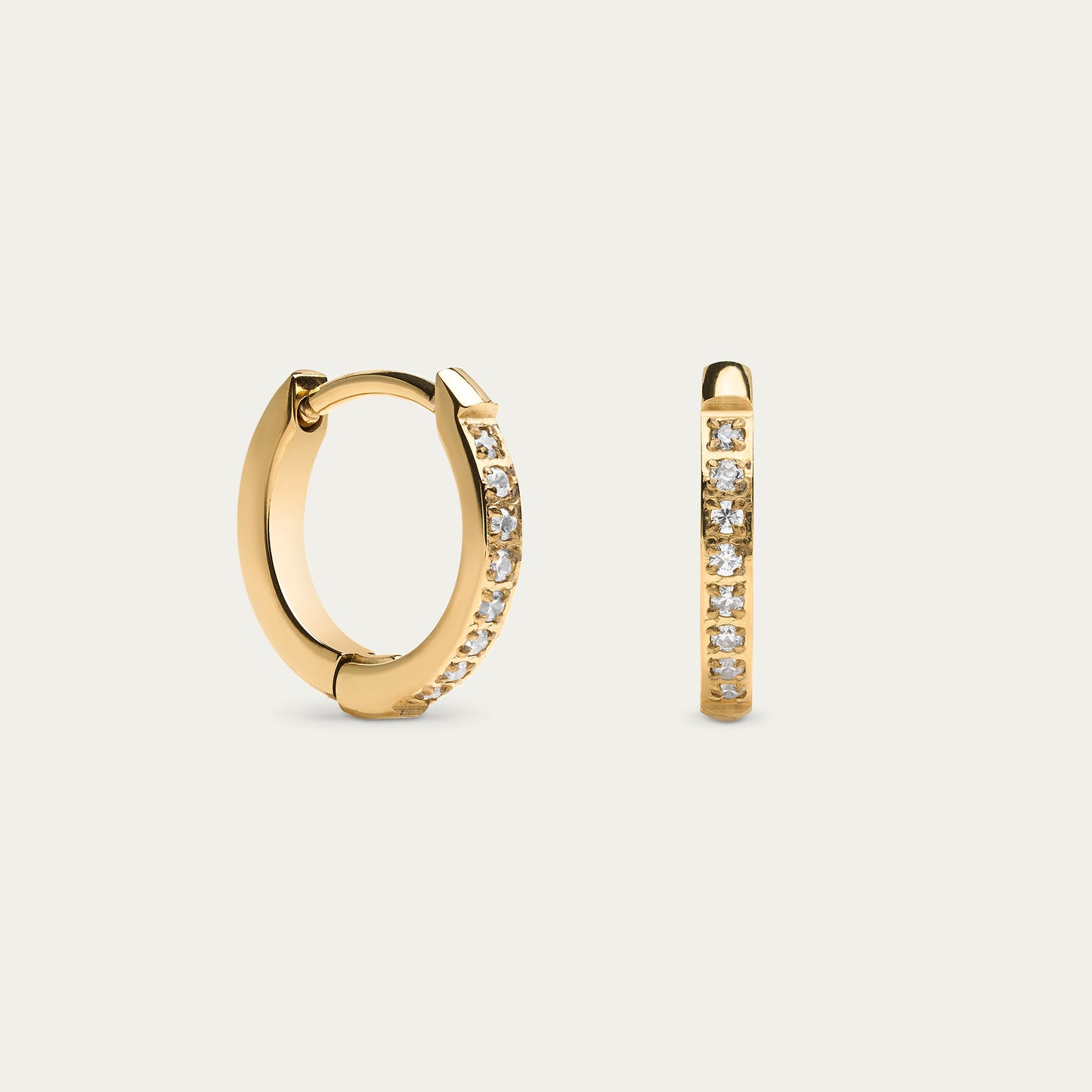 Mini Pave Hoop Huggies in Gold — titanium — Rhokea
