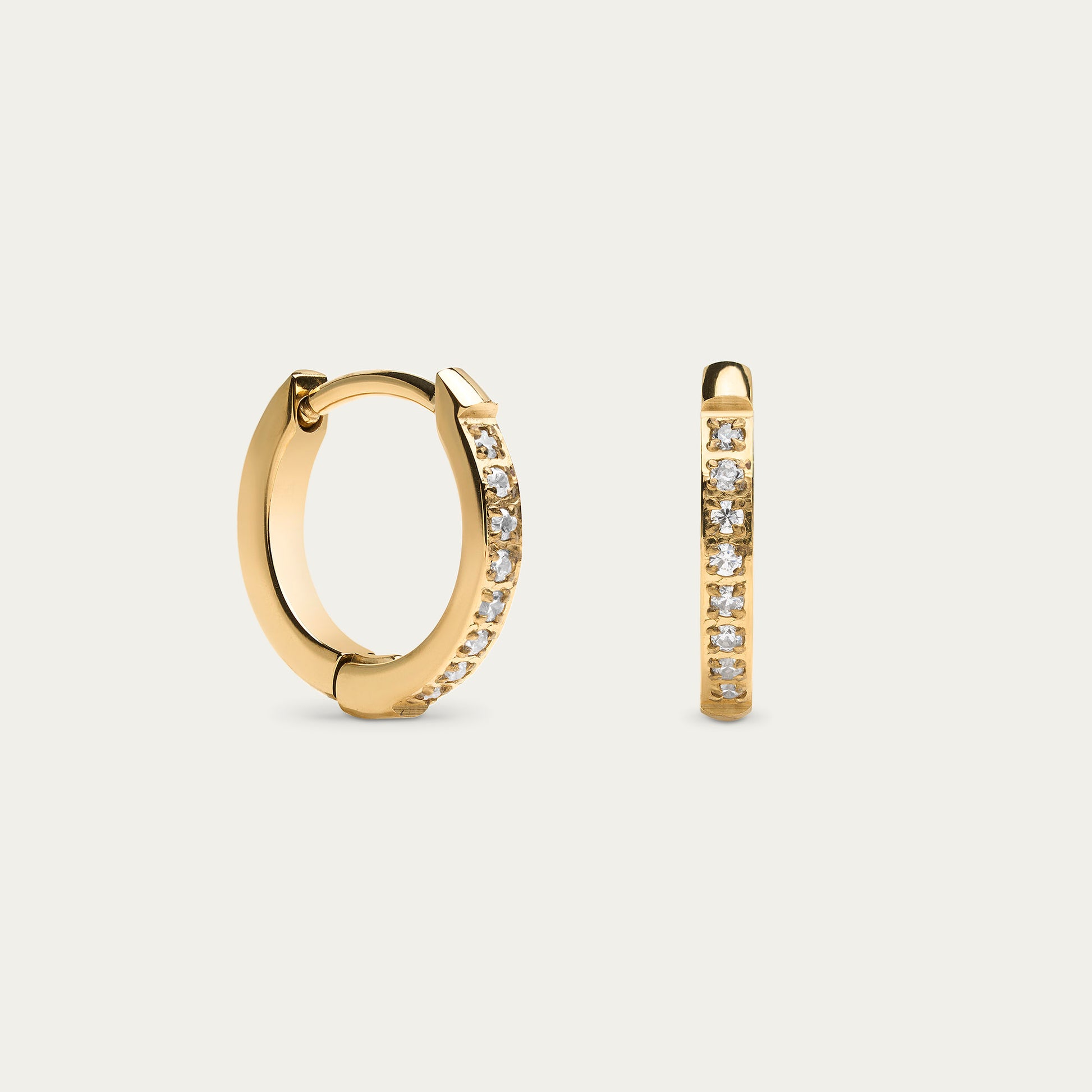 Mini Pave Hoop Huggies in Gold — titanium — Rhokea