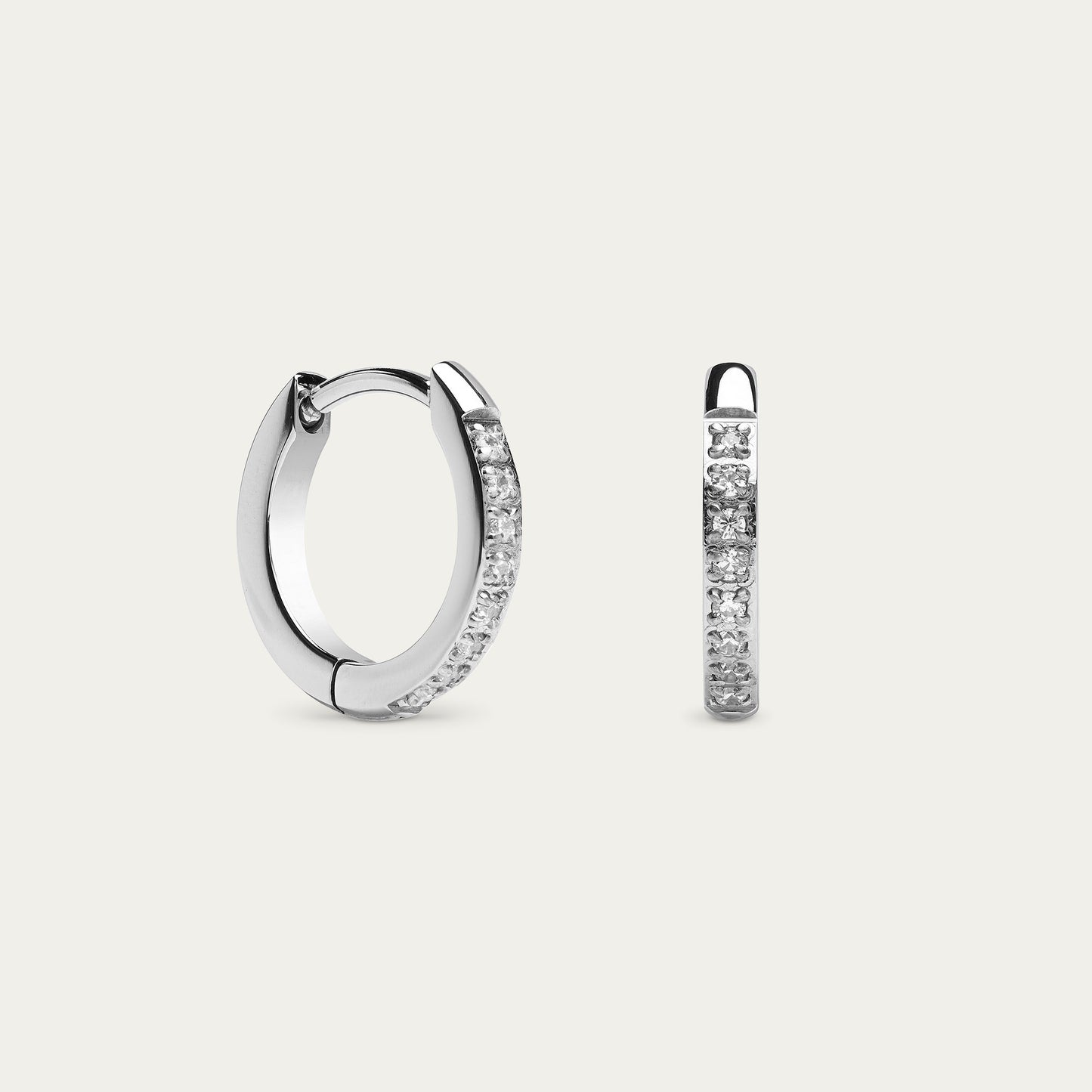 Mini Pave Hoop Huggies in Silver — titanium — Rhokea