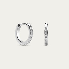 Mini Pave Hoop Huggies in Silver