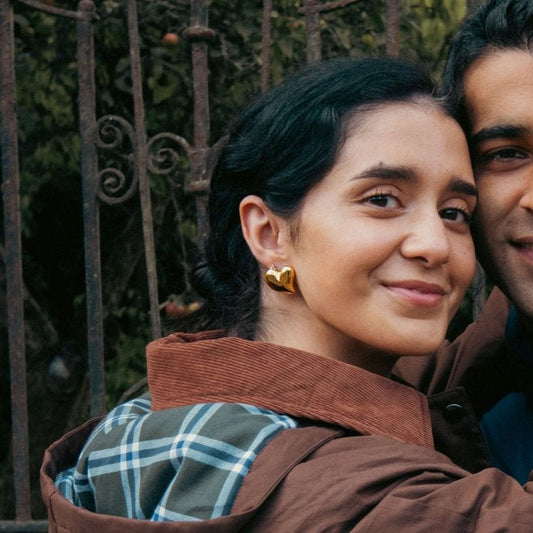 Affinity Heart Stud Earrings in Gold — titanium — Rhokea